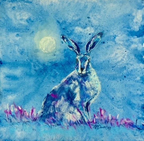 THE MOON IS BLUE, PASTEL, 15 X 11