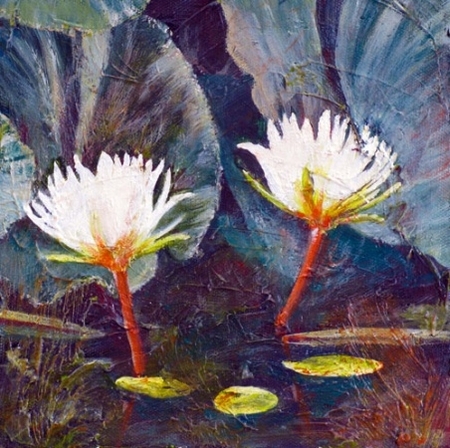 WATER LILIES, ACRYLIC, 8 X 8