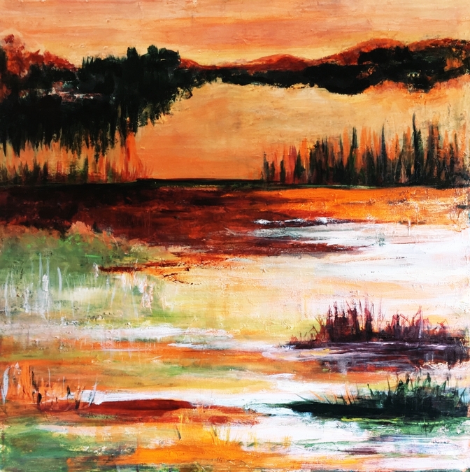 MARSHLAND, ACRYLIC, 40 X 40