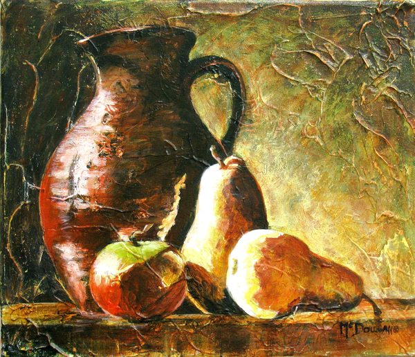 STILL LIFE WITH FRUIT, ACRYLIC, 16 X 16